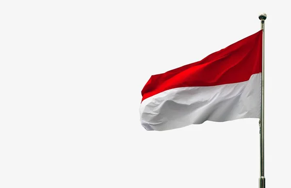 Nationalflagge Indonesiens Und Monacos Isoliert Auf Weißem Hintergrund — Stockfoto