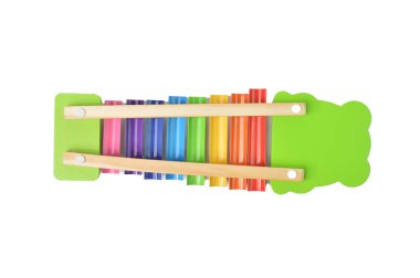 Beyaz arkaplan üzerinde ahşap ksilofonun arka planı