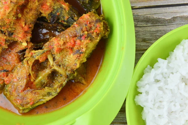 Bagre Picante Deliciosa Comida Arroz Blanco Comida Favorita Entre Los —  Fotos de Stock