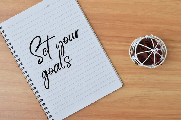 Top View Notebook Written Text Set Your Goals — Stock Photo, Image