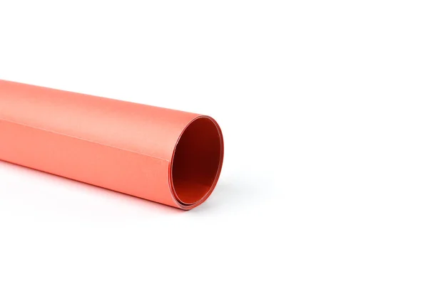 Zijaanzicht Van Oranje Gekleurd Papier Geïsoleerd Een Witte Achtergrond — Stockfoto