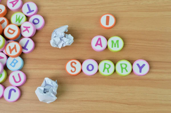 Ansicht Von Alphabet Buchstaben Mit Text Ich Bin Sorry — Stockfoto