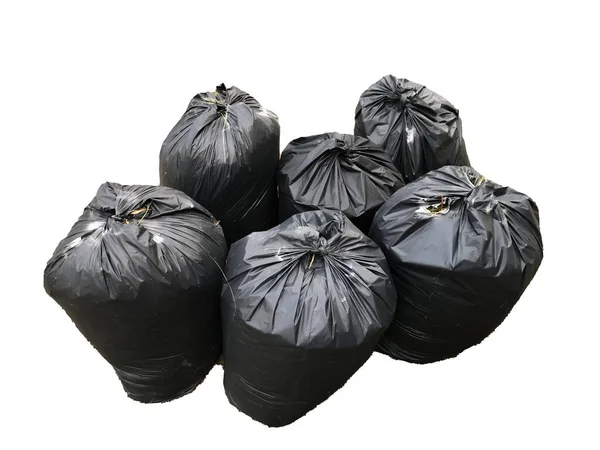 Black Garbage Bags Isolated White Background — Stock Photo, Image