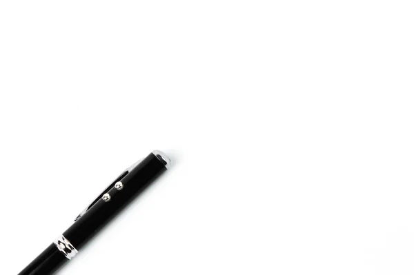Bovenaanzicht Van Zwarte Pen Witte Achtergrond Met Kopieerruimte — Stockfoto