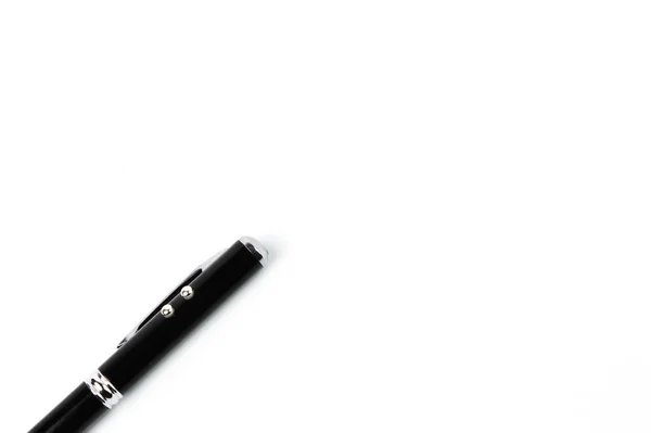 Vue Dessus Stylo Noir Sur Fond Blanc Avec Espace Copie — Photo