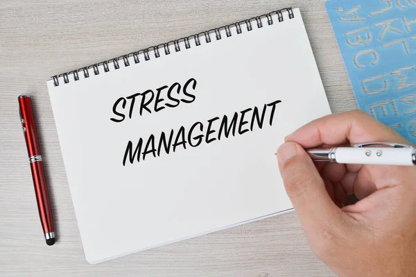 Penna Mano Testo Scrittura Stress Management — Foto Stock