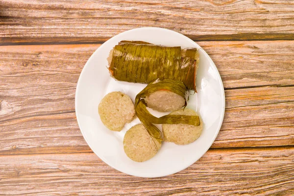 Populär Malajisk Traditionell Mat Som Kallas Lemang Glutinöst Ris Insvept — Stockfoto