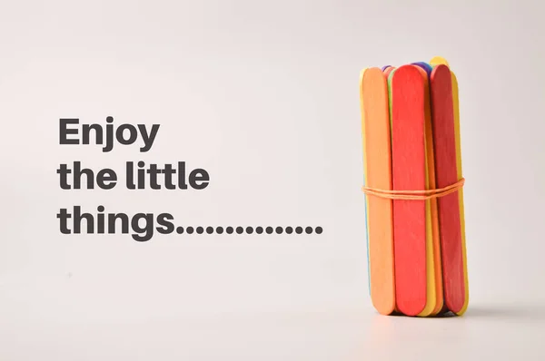 Colorful Ice Cream Sticks Text Enjoy Little Things — Stok Foto