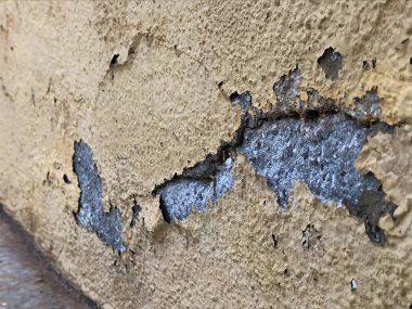 Kırık boyalı eski beton duvar. Arkaplan dokusu. Seçici odak