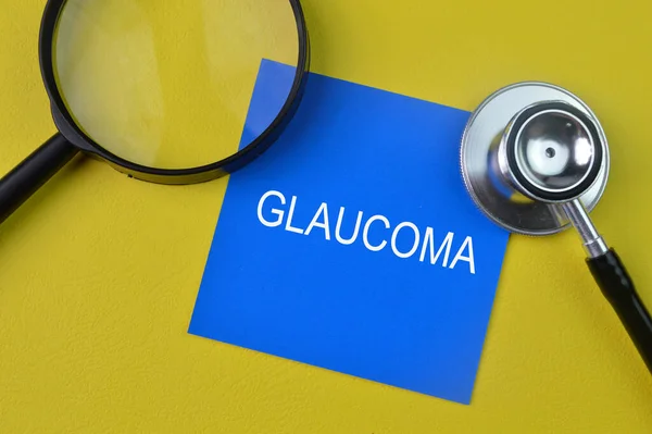 Stethoscope Blue Note Text Glaucoma — Foto de Stock