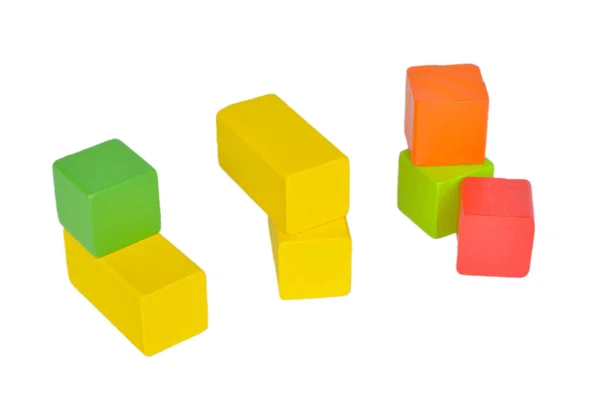 Цветные Деревянные Кубики Блоки Изолированы Белом Фоне — стоковое фото
