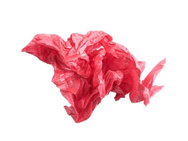 Beyaz arka planda izole edilmiş kırmızı plastik çanta.