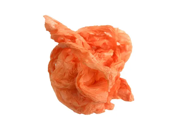 Pomerančový Plastový Sáček Izolovaný Bílém Pozadí — Stock fotografie