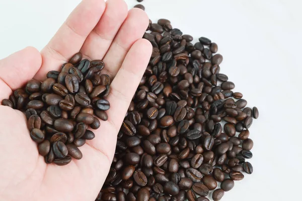 Close View Coffee Bean Brown Roasted Selective Focus — Stock Photo, Image