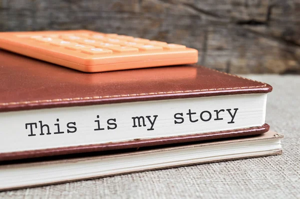 Moje Storie Věta Napsaná Zápisníku — Stock fotografie