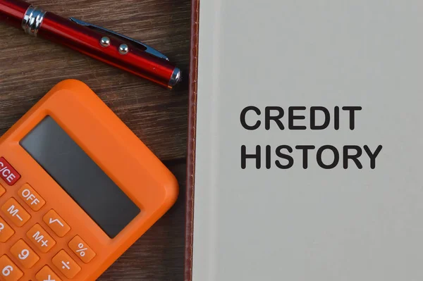 Ручка Калькулятор Блокнот Написаний Текстом Credit History — стокове фото