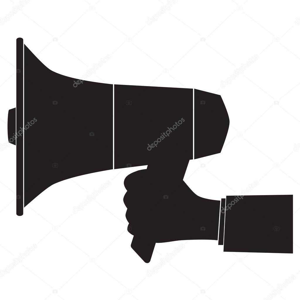 メガホンと手の黒いシルエット ストックベクター C 77sch