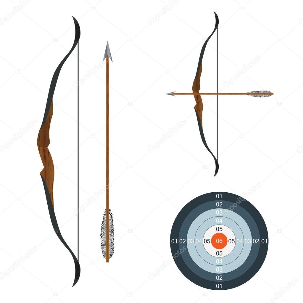 Bow, arrow and target.