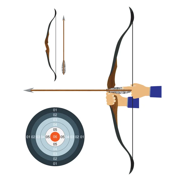 Bow, arrow and target. — Stock Vector