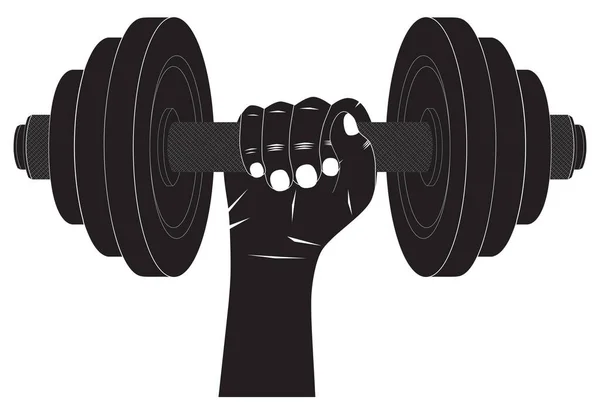 Dumbbell Hand Silhouet Fitness Sport Bodybuilding Sport — Stockvector