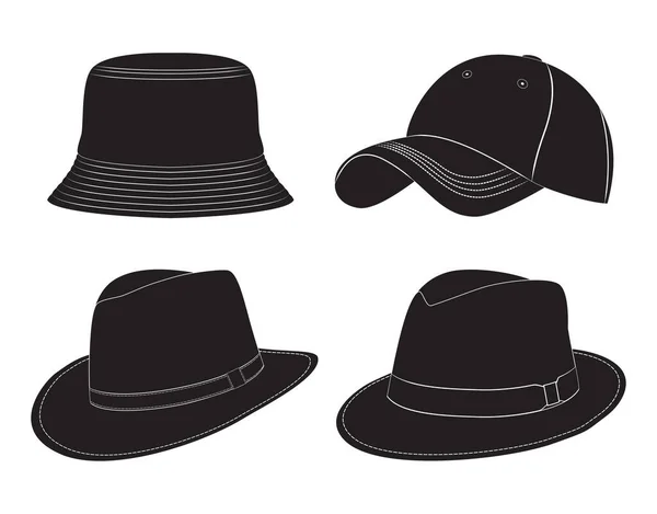 メンズヘッドウェアの様々なタイプ シルエット 帽子野球帽頭の住所 ロイヤリティフリーのストックイラスト