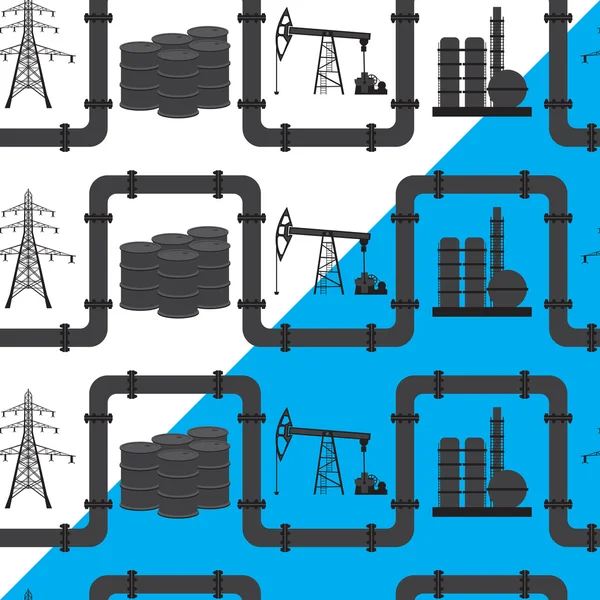 Olie, gas- en elektrische energie-industrie. Naadloze patroon pagina — Stockvector