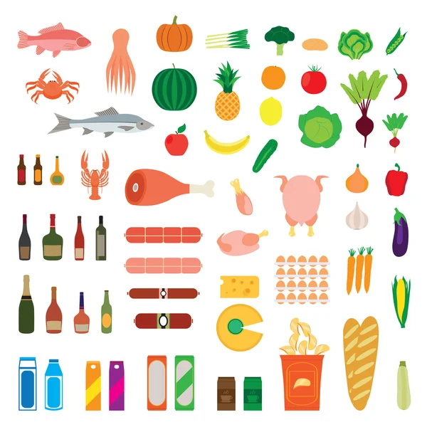 Grande collection de produits alimentaires . — Image vectorielle