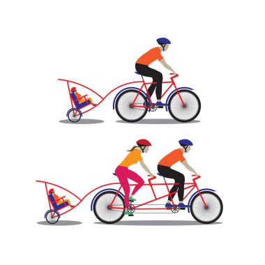 Baba ve anne ile küçük oğlu bisikleti.