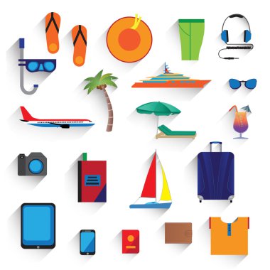 Seyahat, tatil, turizm. Simgeler.