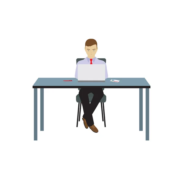 Person, businessman sitting at the table. — Stock Vector