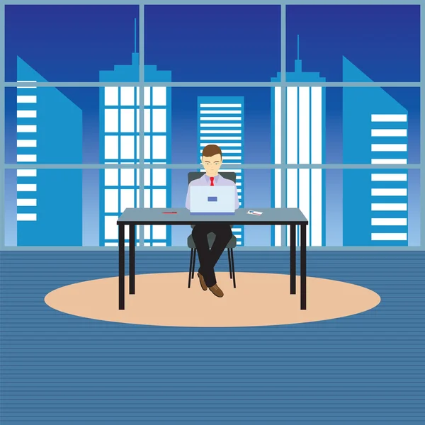 Person, businessman sitting at the table. — Stock Vector