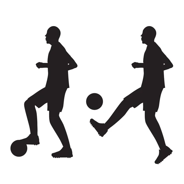 ボールとフットボール選手の黒いシルエットは。サッカー. — ストックベクタ