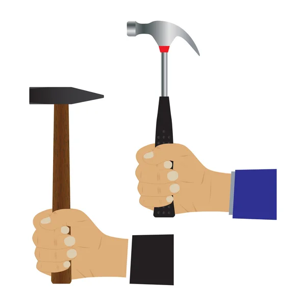 Hand mit Hammer. — Stockvektor