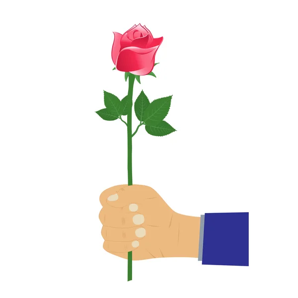 Hand mit Rose. — Stockvektor