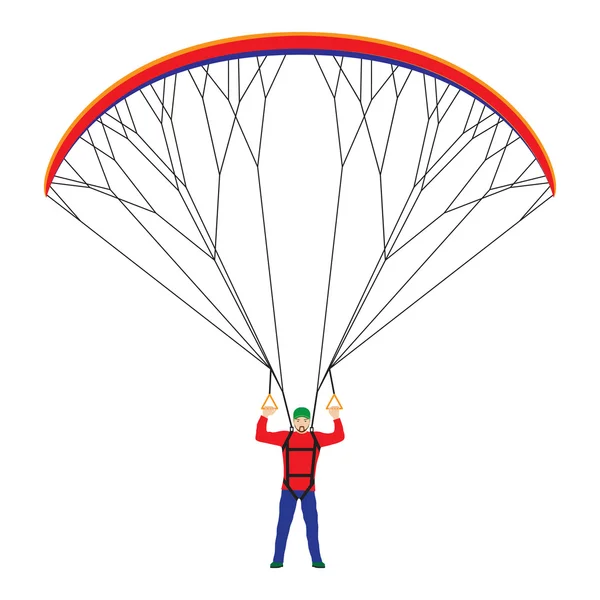 Man with a paraglider. — Stock Vector