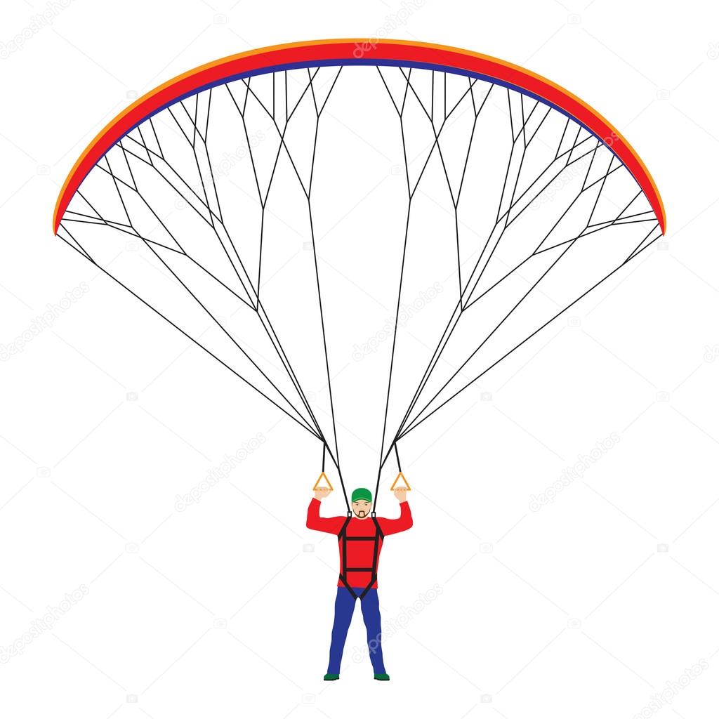 Man with a paraglider.