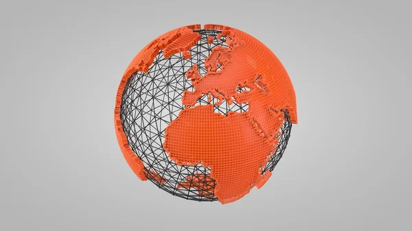 3D orange globe wire — Stock Photo, Image