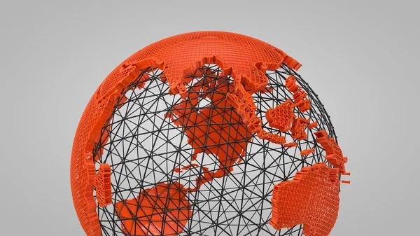 3D orange globe tråd — Stockfoto