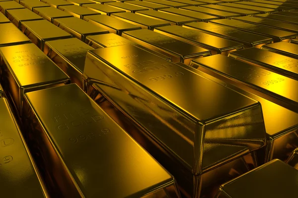 Barras de ouro bloco conceito de três dimensões — Fotografia de Stock
