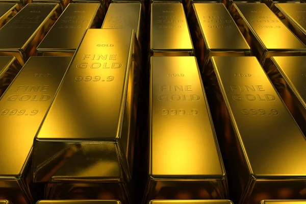 Barras de oro concepto tridimensional Fondo — Foto de Stock