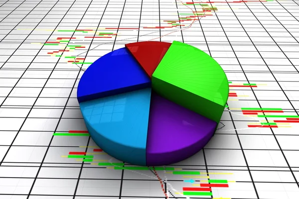 Gráfico gráfico gráfico de pastel de tres dimensiones colorido — Foto de Stock