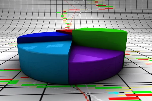 Gráfico gráfico gráfico de pastel de tres dimensiones colorido — Foto de Stock