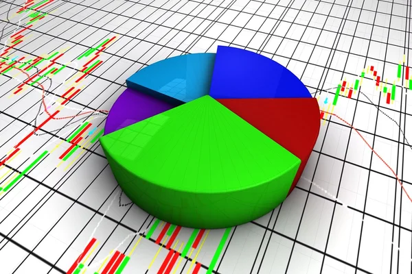 Grafico a torta a tre dimensioni colorato — Foto Stock