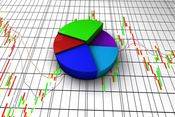 Colourful three dimension pie chart graph — Stock Photo, Image