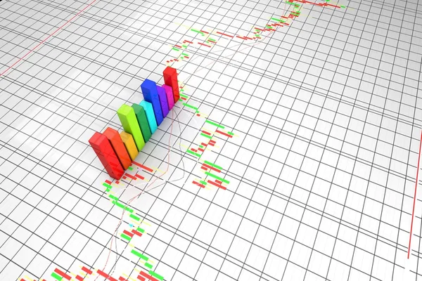 원통형 배경으로 다채로운 추상적인 막대 그래프 — 스톡 사진