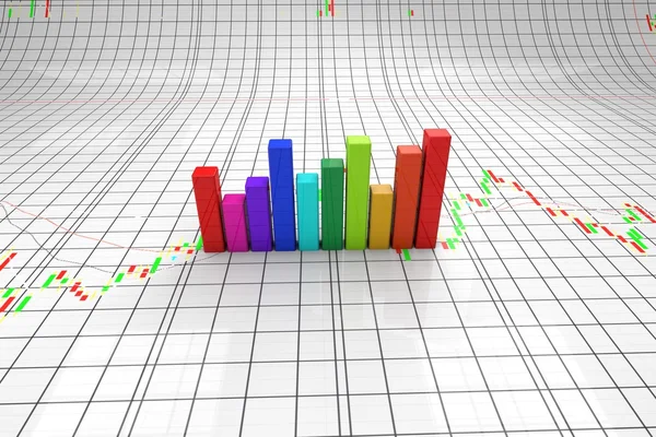 Színes absztrakt oszlopdiagramon gyertyatartó háttérrel — Stock Fotó