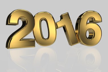 Yeni yıl 2016 altın üç boyut yüksek resulation render