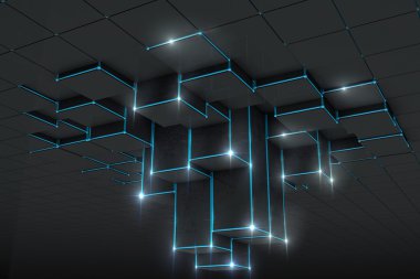 Arka plan siyah soyut 3d blokları