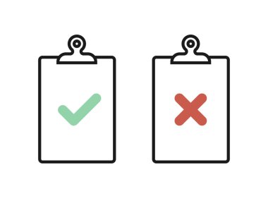 Pano simgesi seti. İşaretle. Kontrol listesi. Vektör illüstrasyonu, düz tasarım