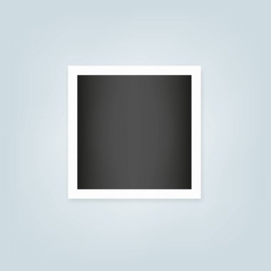Fotoğraf çerçevesi. Beyaz desenli kenar. Gri arka plan. Vektör illüstrasyonu, düz tasarım